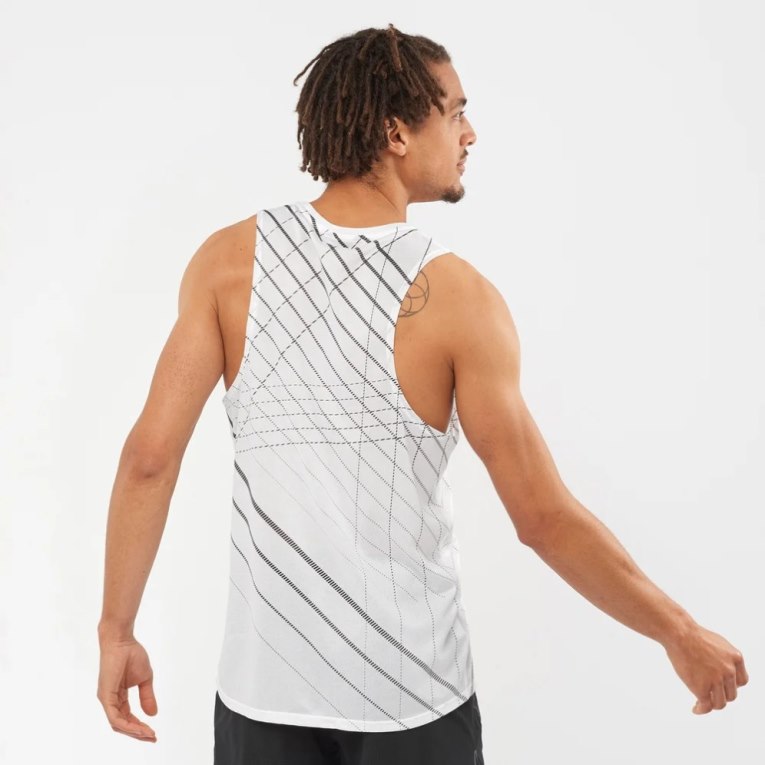 White / Black Salomon Sense Aero Singlet Men's Tanks | PH 83254T